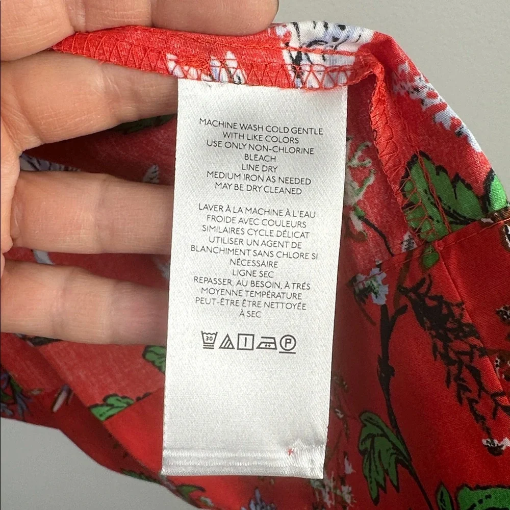 NEW Anthropologie Somerset Mini Cotton Dress Red Bird Floral Print Pockets XXS - Picture 15 of 16